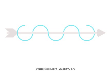 Arrow entwined with wavy line vector design element. Abstract customizable symbol for infographic with blank copy space. Editable shape for instructional graphics. Visual data presentation component