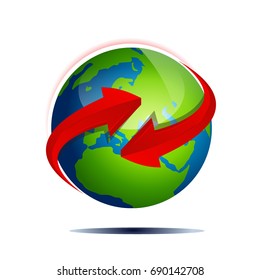 arrow and europe continent, vector logo concept
