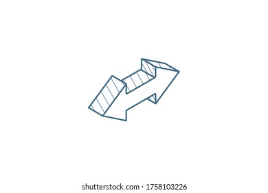 Arrow Exchange isometric icon. 3d vector illustration. Isolated line art technical drawing. Editable stroke