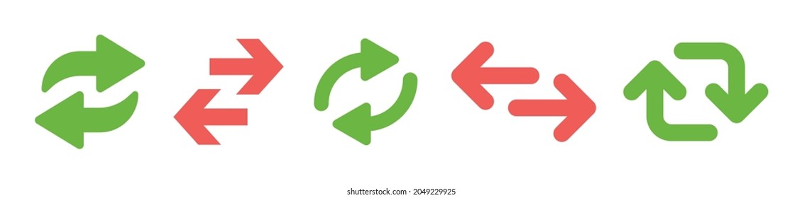 Arrow exchange, reverse, recycle, reload icon set.