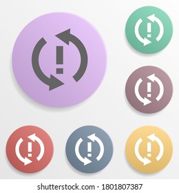 Arrow, exclamation badge color set icon. Simple glyph, flat vector of arrows icons for ui and ux, website or mobile application