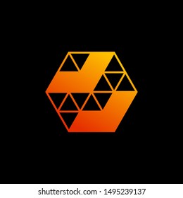 Arrow fall logo and symbol vector. Arrow hexagon abstract logo design. Arrow icon, Web, Digital, Marketing, Network. construction concept, Triangle Arrow Logo, Polygonal Logotype. - vector