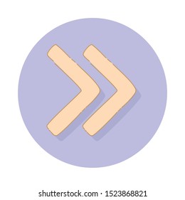 Arrow fast forward on a soft purple background, hand drawn with a doodle illustration design