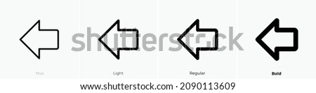 arrow fat left icon. Thin, Light Regular And Bold style design isolated on white background