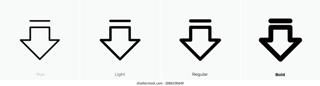 arrow fat line down icon. Thin, Light Regular And Bold style design isolated on white background