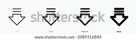 arrow fat lines down icon. Thin, Light Regular And Bold style design isolated on white background