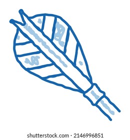 Arrow Feather Plumage Detail sketch icon vector. Hand drawn blue doodle line art Archery Activity Sport Equipment Fletching Arrow sign. isolated symbol illustration