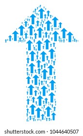Arrow figure combined in the shape of arrow design elements. Vector iconized collage organized from simple elements.