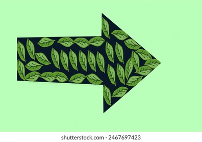 Arrow filled with green leaves