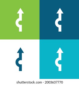 Arrow Flat four color minimal icon set