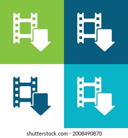 Arrow Flat four color minimal icon set