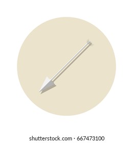 Arrow flat icon. Circle internet button on beige background.