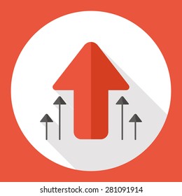Up arrow flat icon with long shadow