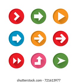 arrow flat icon sticker label arrow sticker flat icon red illustration pointer web rewind play button flat banner one way arrow right way road driving info graphic elements navigation bar buttons