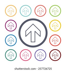 arrow flat icons set. Open colorful buttons 