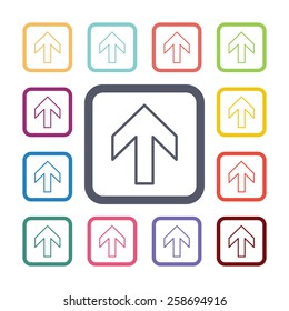 arrow flat icons set. Open colorful buttons 