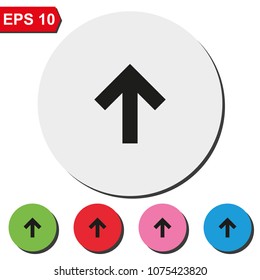 Up arrow flat round colorful vector icon.