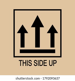 up arrow, flat style design. top mark on the item packaging. this side up.