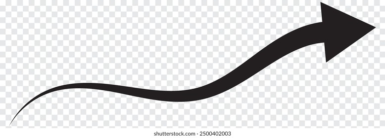 Arrow flat style icon on transparent background. arrow icon for your website design, logo, app, ui. arrow indicated the direction symbol. curved arrow sign. cursor for digital upload icon, vector.