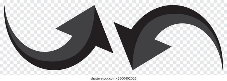 Arrow flat style icon on transparent background. arrow icon for your website design, logo, app, ui. arrow indicated the direction symbol. curved arrow sign. cursor for digital upload icon, vector.