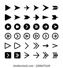 Estilo de flecha plana aislado en fondo blanco. Colección de iconos de flecha. Colección vectorial de flecha. Flecha. Cursor. Modernas flechas simples. Ilustración del vector