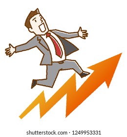 Arrow flying with businessman