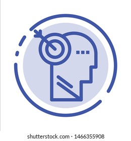 Arrow, Focus, Precision, Target Blue Dotted Line Line Icon. Vector Icon Template background
