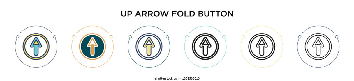 Up arrow fold button icon in filled, thin line, outline and stroke style. Vector illustration of two colored and black up arrow fold button vector icons designs can be used for mobile, ui, web