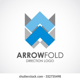 Arrow fold of ribbon abstract vector and logo design or template direction business icon of company identity symbol concept