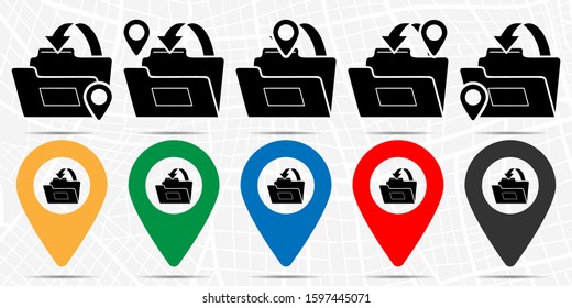 Arrow in folder icon in location set. Simple glyph, flat illustration element of web, minimalistic theme icons