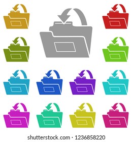 arrow in folder icon in multi color. Simple glyph vector of web set for UI and UX, website or mobile application