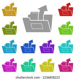 arrow from folder icon in multi color. Simple glyph vector of web set for UI and UX, website or mobile application