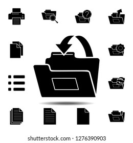 arrow in folder icon. Simple glyph vector element of web, minimalistic icons set for UI and UX, website or mobile application