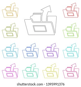 arrow from folder multi color icon. Simple thin line, outline vector of web icons for UI and UX, website or mobile application