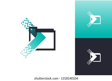 Arrow Folder Pixel Logo Inspirations Template