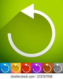 Arrow following a circle path, rotating circular arrow leftwards.