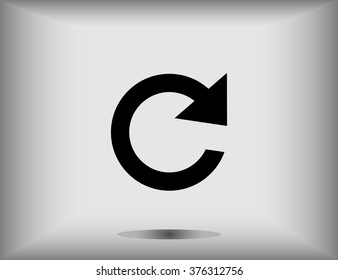 Arrow following a circle path, rotating circular arrow rigtwards.