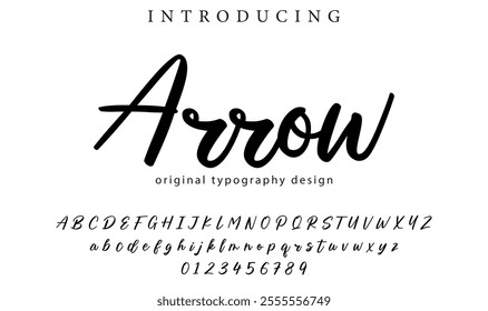 Arrow Font Stylish brush painted an uppercase vector letters, alphabet, typeface