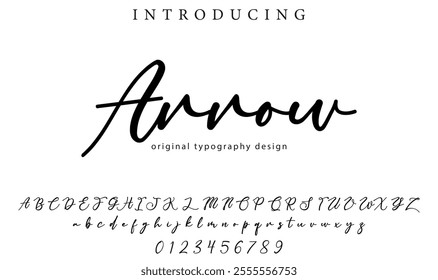 Arrow Font Stylish brush painted an uppercase vector letters, alphabet, typeface