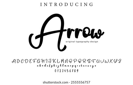 Arrow Font Stylish brush painted an uppercase vector letters, alphabet, typeface