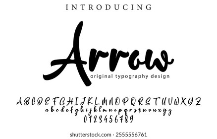 Arrow Font Stylish brush painted an uppercase vector letters, alphabet, typeface