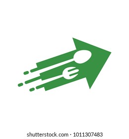 Arrow Food With Fork Spoon Logo Template