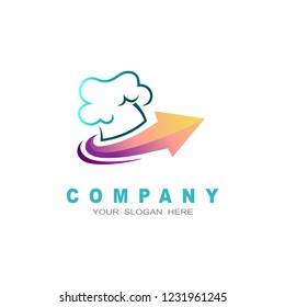 Arrow food with fork spoon logo template
