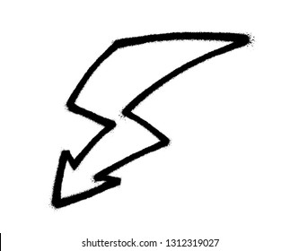 Arrow in the form of a zipper painted with spray paint. Vector graffiti image
