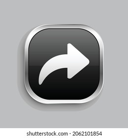 arrow forward icon design. Glossy Button style rounded rectangle isolated on gray background.. Vector illustration