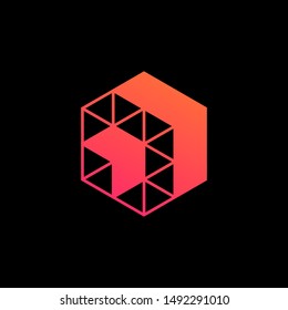 Arrow forward logo and symbol vector. Arrow hexagon abstract logo design. Arrow icon, Web, Digital, Marketing, Network. construction concept, Triangle Arrow Logo, Polygonal Logotype. - vector