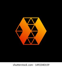 Arrow forward logo and symbol vector. Go Arrow hexagon abstract logo design. Arrow icon, Web, Digital, Marketing, Network. construction concept, Triangle Arrow Logo, Polygonal Logotype. - vector