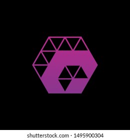 Arrow forward logo and symbol vector. Arrow hexagon abstract logo design. Arrow icon, Web, Digital, Marketing, Network. construction concept, Triangle Arrow Logo, Polygonal Logotype. - vector