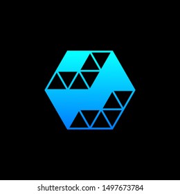 Arrow forward logo and symbol vector. Arrow hexagon abstract logo design. Web, Digital, Marketing, Network. construction concept, Triangle Arrow Logo, Polygonal Logotype. - vector