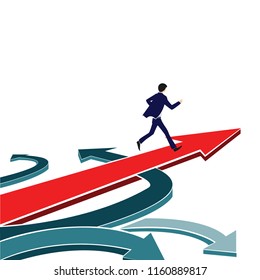 Arrow forward with man running on it. For business and presentation.
